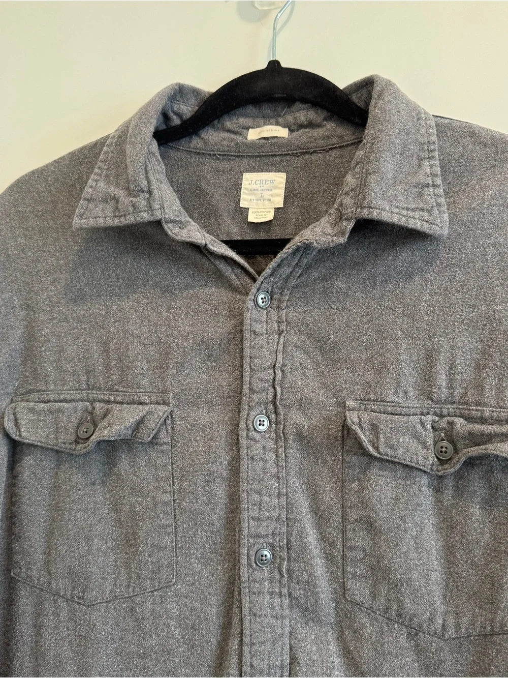 J. Crew Vintage Men's Gray Button-Down Work Shirt 100% Cotton - Size Large